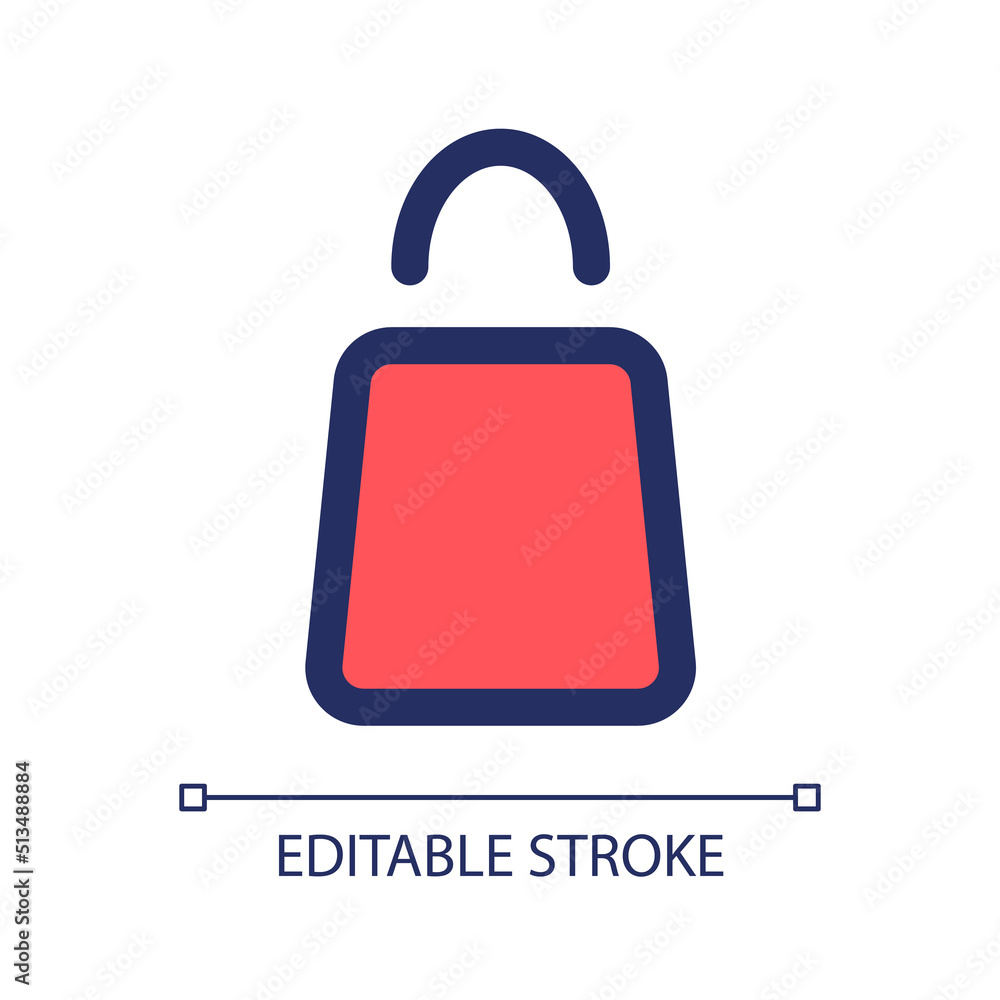 Poster shopping bag red rgb color ui icon. ecommerce. purchase goods. digital shopping cart. simple line el