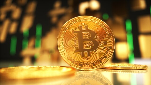 bitcoin on a gold background
