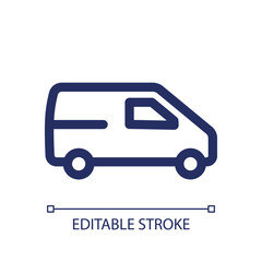 Delivery van RGB color ui icon. Courier service. Parcels transportation. Simple line element. GUI, UX design for mobile app. Vector isolated pictogram. Editable stroke. Arial font used