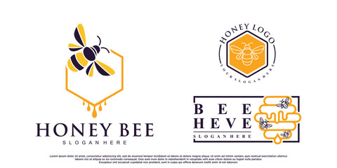 Obraz na płótnie Canvas Set of honey bee animals logo design with creative element Premium Vector