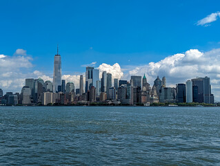 Manhattan City Skyline with Hudson River in the foreground