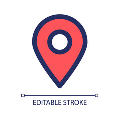 Navigation pin red RGB color ui icon. Location marker. Delivery address. Simple line element. GUI, UX design for mobile app. Vector isolated pictogram. Editable stroke. Arial font used