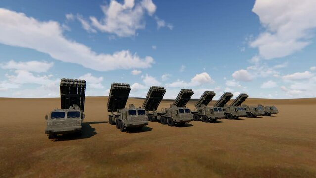 4K Vityaz Missile Military Vehicle animation.3840&times;2160.9 Second Long.