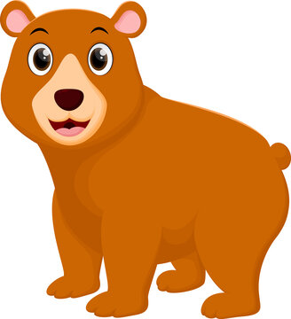 Cute brown bear cartoon isolated on white background