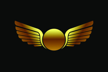 Obraz premium winged gold logo with circle