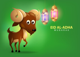 Male goat cartoon for Eid Al-Adha