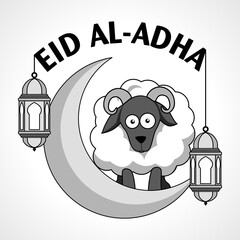 Cartoon icon for the celebration of Moslem festival Eid Al Adha