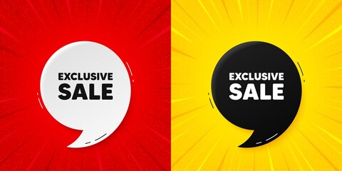 Exclusive Sale tag. Flash offer banner with quote. Special offer price sign. Advertising Discounts symbol. Starburst beam banner. Exclusive sale speech bubble. Vector