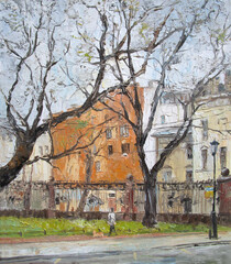 Spring day in Saint Petersburg, oil painting