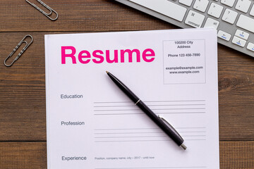 Find new job. Resume application form ready to be reviewed