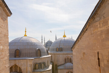 Hagia Sophia (Hagia Sofia, Ayasofya) interior in Istanbul, Turkey, Byzantine architecture, city...