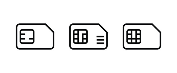 SIM card thin line icon. Vector linear illustration. Pictogram isolated on background.