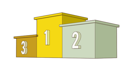 Winners podium with places. Isolated, isometric Pedestal. Vector illustration.