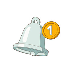 Isometric Notification bell illustration. Three dimensions the golden alert bell is shaking to alert the upcoming schedule. Vector icon