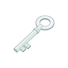 Key illustration. Lock or unlock sign. Password  isometric, three dimensional Metall Vector icon