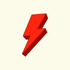Thunder and Bolt Lighting Flash Illustration. Flat Style, Isolated in  Background. Vector isometric, 3 Dimensional  Perspective Icon