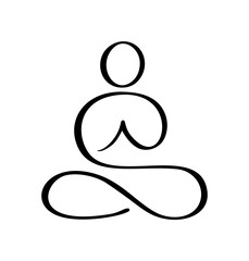 Yoga Lotus pose icon Vector Logo concept. Meditation Yoga Minimal Symbol. Health Spa Meditation Harmony Zen Logotype. Creative Graphic Sign design template