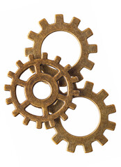 Three bronze cogwheels