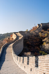 Vertical picture of no people on the Badaling Great Wall of China during the sunset, Beijing, UNESCO World Heritage site, copy space for text, vertical