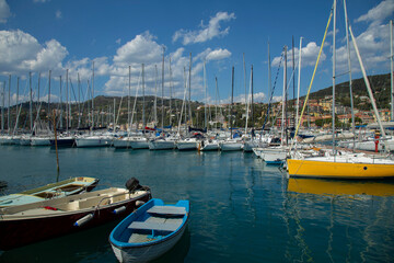 Seaport of Lerici, Italy , with boats and yachts. City embankmen