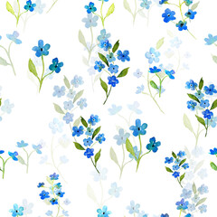 Delicate forget-me-nots, blue flowers, shades of blue, pattern