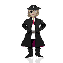 Pirate captain Pirate captain with seamless background with anchors and ropes. Illustration