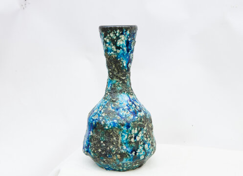 Mid-century modern style vase with blue and grey glaze