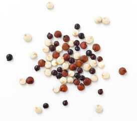 Mixed quinoa isolated on white background