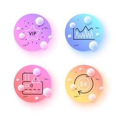 Vip star, Investment and Money currency minimal line icons. 3d spheres or balls buttons. Card icons. For web, application, printing. Exclusive privilege, Economic statistics, Cash change. Vector