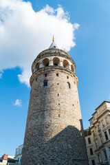 Fototapeta na wymiar Galata Tower. Low angle view of Galata tower in Istanbul Turkey.