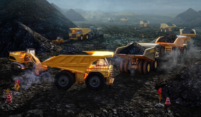 Global energy markets disrupted due Russia's invasion of Ukraine and Europe's sanctions. Thermal coal as fuel for coal-fired power plants, alternative fuel supplies after cutting gas deliveries, 3D © Corona Borealis