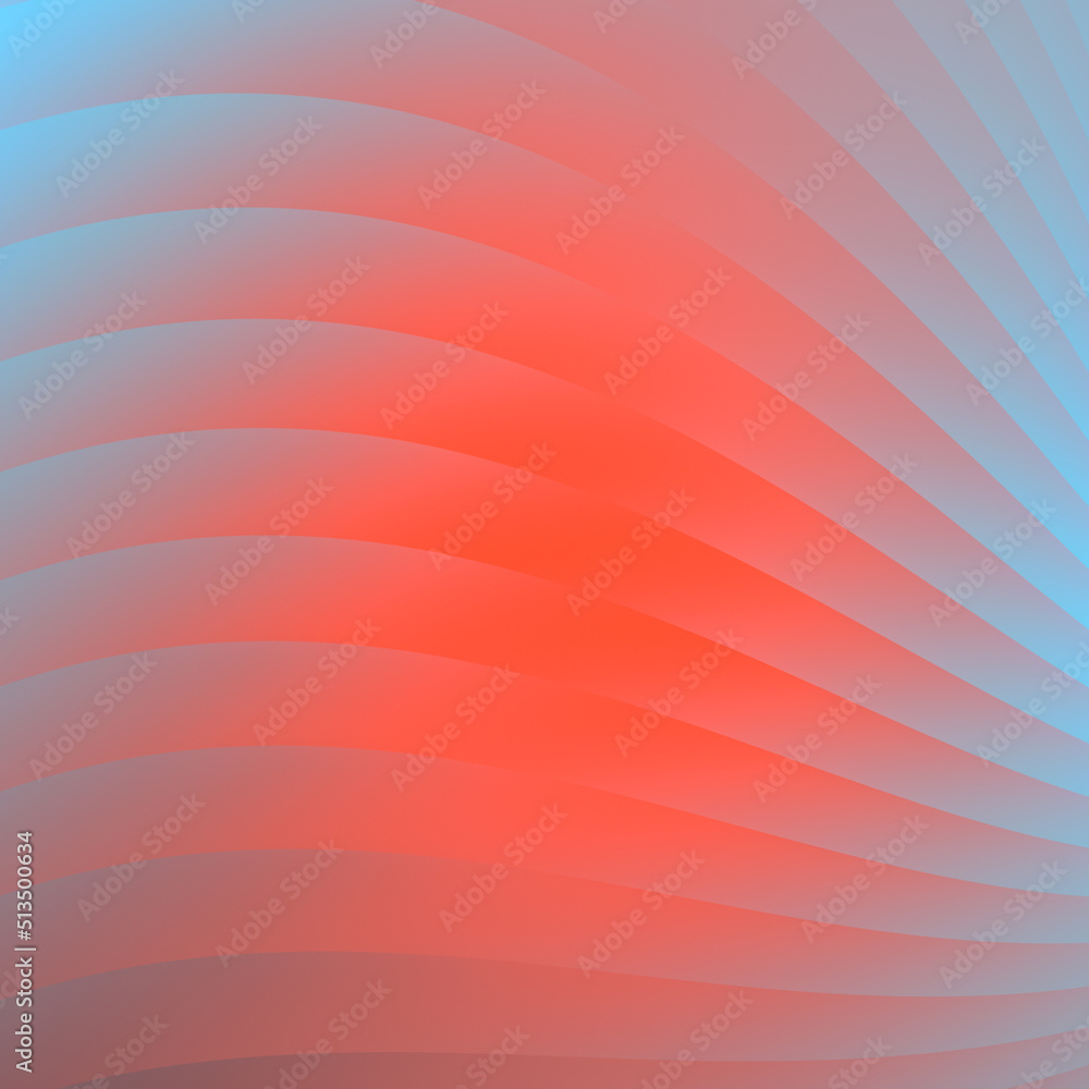 Poster Colorful wave digital illustration. Abstract minimal design background. 3d rendering