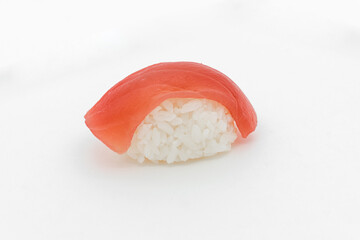 tuna nigiri on white bottom