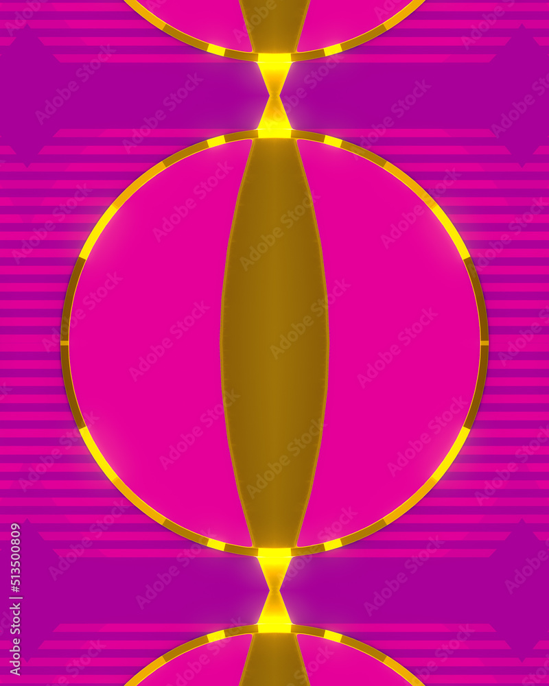 Aufkleber composition of rounded figures with a luminous ring in the center. 3d rendering digital illustration