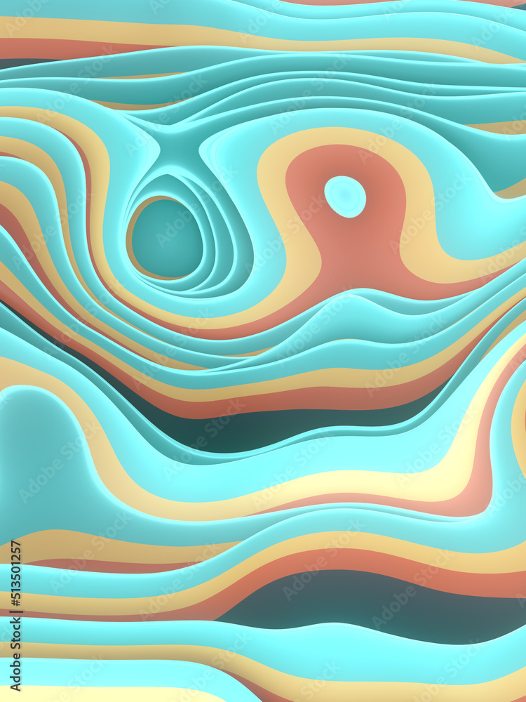 Aufkleber modern smooth waves abstract background. 3d rendering colorful digital illustration . liquid flow ef