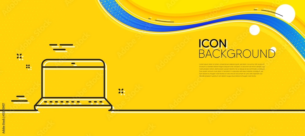Poster laptop computer icon. abstract yellow background. notebook sign. portable personal computer symbol. 