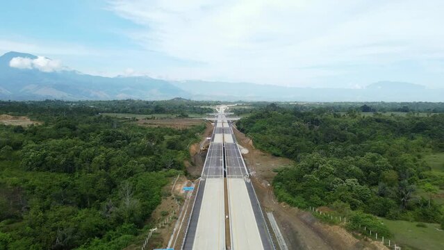 Aerial view of Sigli Banda Aceh (Sibanceh) Toll Road, Aceh, Indonesia.