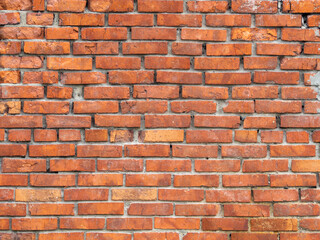Brickwork. Weathered stained old brick wall. old Brick wall background