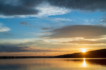 sunset over the lake