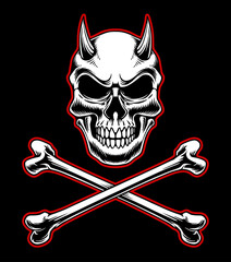 Skull head logo vector illustration
