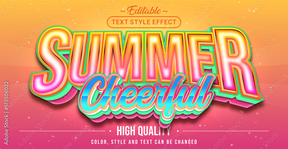 Poster Editable Text Style Effect - Summer Cheerful Text Style Theme.