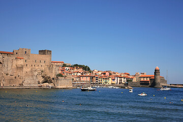 The little port of Collioure, Pyrenees-Orientales, Occitanie, France: a haunt for artists and...