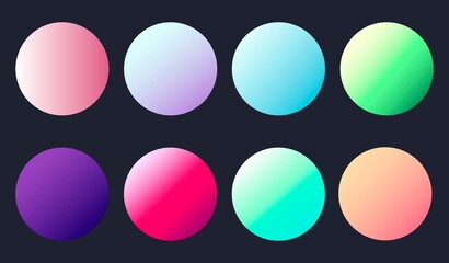 A set of gradient textures in soft gentle retro colors. Blurry colors. Background gradient for app designs, website pages, paper and fabric prints. Vector image	