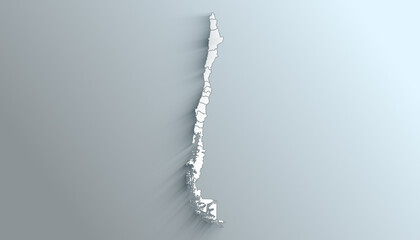 Modern White Map of Chile with Regions and Territories With Shadow