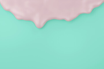 concept abstract of pastel liquid water flow or fluid pastel isolated on a green background. 3d render 