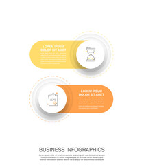 Vector circular infographic design with pie chart. Business presentation and infographics with 2 steps. Graphic timeline for app, website, interface, levels, diagram, banner, presentations