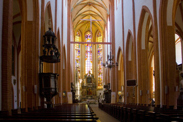 Fototapeta na wymiar Interior of Church of St. Elizabeth or Minor Basilica (The Garrison Church) in Wroclaw, Poland