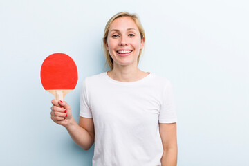 pretty blonde young adult woman. ping pong concept