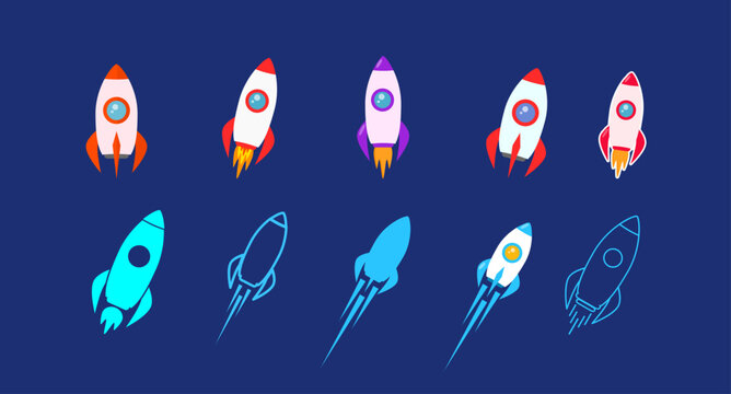 Set of different rocket ilustration