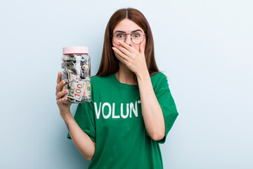 young adult pretty woman volunteer and donation concept